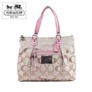 Coach Poppy Secret Admirer Signature Shoulder Bag With Pink Accents K1082-16289